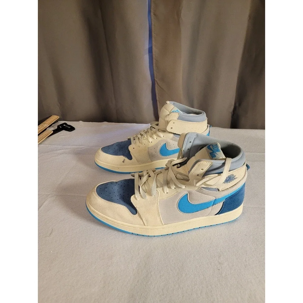 Men's NIKE Size 12 Air Jordan 1 Zoom‎ Comfort 2 High Dark Powder Blue/white!!